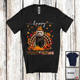 MacnyStore - Thanksgiving; Lovely Fall Pumpkin Turkey Ferret Wild Animal Plaid; Dinner Family Group T-Shirt