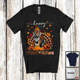 MacnyStore - Thanksgiving; Lovely Fall Pumpkin Turkey Tiger Wild Animal Plaid; Dinner Family Group T-Shirt