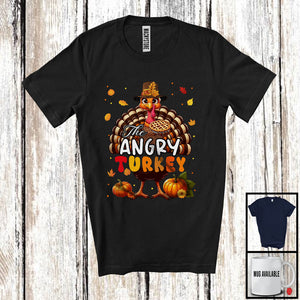 MacnyStore - The Angry Turkey; Humorous Thanksgiving Emotions Turkey Pumpkin Pie; Fall Leaves Family T-Shirt