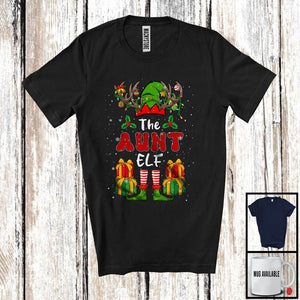 MacnyStore - The Aunt Elf; Amazing Christmas Lights Reindeer Elf Costume; X-mas Family Group T-Shirt