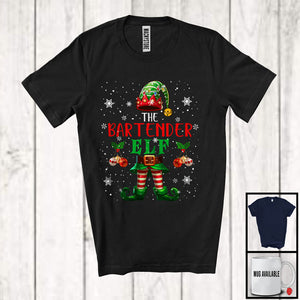 MacnyStore - The Bartender ELF, Merry Christmas Snowing Around ELF Lover, Proud Careers X-mas Group T-Shirt