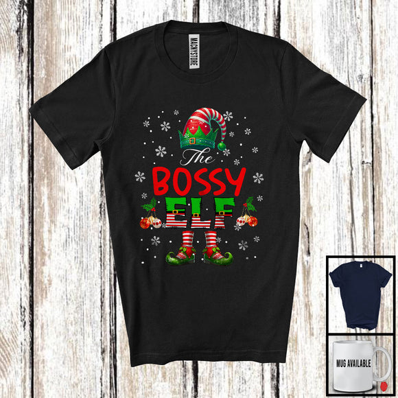 MacnyStore - The Bossy Elf; Joyful Christmas Emotions ELF Costume; Matching X-mas Family Group T-Shirt