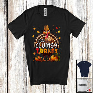 MacnyStore - The Clumsy Turkey; Humorous Thanksgiving Emotions Turkey Pumpkin Pie; Fall Leaves Family T-Shirt