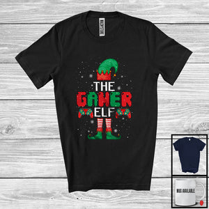 MacnyStore - The Gamer Elf; Cheerful Christmas Elf Pajama Video Game Controller; Gaming Gamer Group T-Shirt