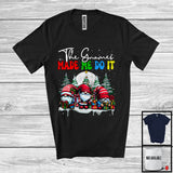 MacnyStore - The Gnomes Made Me Do It, Adorable Christmas Tree Three Gnomes Lover, Snowing Around T-Shirt