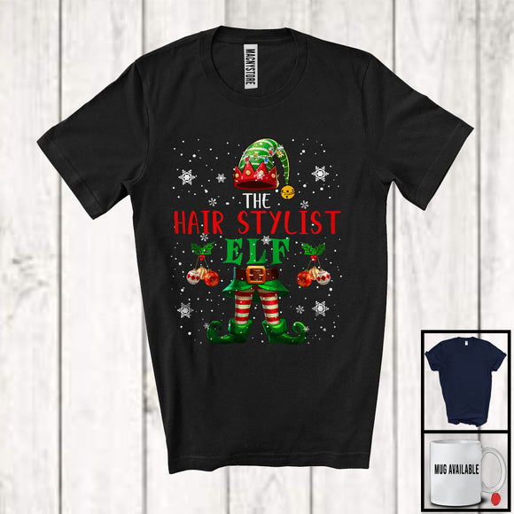 MacnyStore - The Hair Stylist ELF, Merry Christmas Snowing Around ELF Lover, Proud Careers X-mas Group T-Shirt