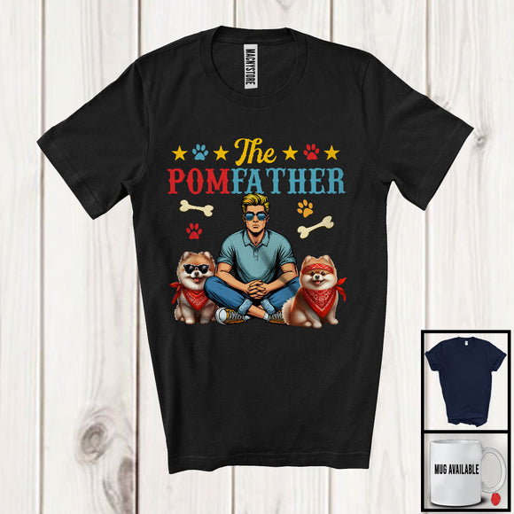 MacnyStore - The PomFather, Awesome Father's Day Pomeranian Owner Lover, Vintage Retro Family Group T-Shirt
