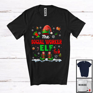 MacnyStore - The Social Worker Elf; Proud Christmas Jobs Elf Costume Pajamas; Social Worker X-mas Group T-Shirt