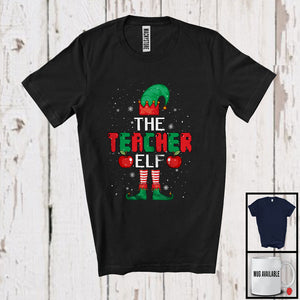 MacnyStore - The Teacher Elf; Amazing Christmas Elf Costume Pajama; Snow X-mas Family Group T-Shirt