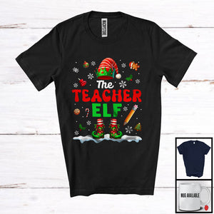 MacnyStore - The Teacher Elf; Proud Christmas Jobs Elf Costume Pajamas; Teacher X-mas Group T-Shirt