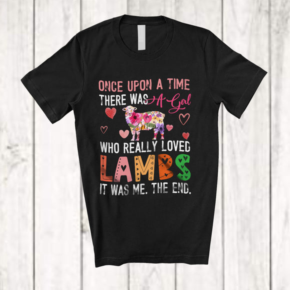 MacnyStore - There Was A Girl Who Really Loved Lambs; Lovely Floral Sheep Flowers; Farm Farmer Group T-Shirt