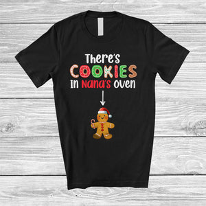 MacnyStore - There's Cookie In Nana's Oven; Amusing Christmas Pregnancy Santa Gingerbread; Baking Family T-Shirt