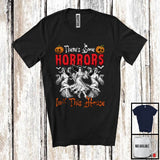 MacnyStore - There's Some Horrors In This House; Humorous Halloween Boo Ghost; Women Family T-Shirt