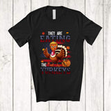 MacnyStore - They Are Eating The Turkeys; Sarcastic Thanksgiving Turkey Trump American Flag; Plaid Pumpkins T-Shirt