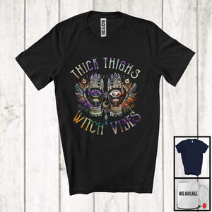 MacnyStore - Thick Thighs Witch Vibes; Amazing Halloween Costume Hands Witch; Flowers Family Group T-Shirt