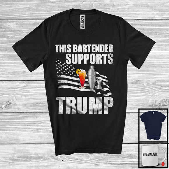 MacnyStore - This Bartender Supports Trump; Proud Vote Election 2024 American Flag; Patriotic T-Shirt