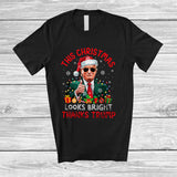 MacnyStore - This Christmas Looks Bright; Awesome X-mas Santa Trump 2024 New President; Patriotic T-Shirt