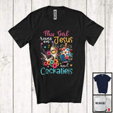 MacnyStore - This Girl Runs On Jesus And Cockatiels, Adorable Flowers Matching Bird Lover, Family Group T-Shirt