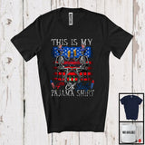 MacnyStore - This Is My 4th Of July Pajama Shirt, Humorous Couple Skeletons Drinking Beer, USA Flag Drunker T-Shirt