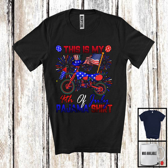 MacnyStore - This Is My 4th Of July Pajama Shirt, Proud American Flag Dirt Bike, Fireworks Patriotic Group T-Shirt