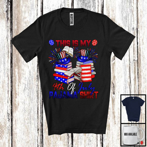 MacnyStore - This Is My 4th Of July Pajama Shirt, Proud American Flag Librarian, Fireworks Patriotic Group T-Shirt