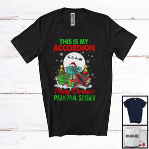 MacnyStore - This Is My Accordion Playing Christmas Pijama Shirt; Joyful Lights Musical Instruments Player T-Shirt