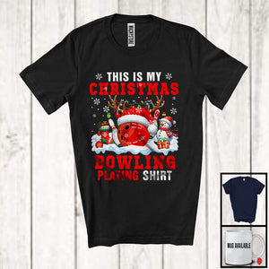 MacnyStore - This Is My Christmas Bowling Playing Shirt; Adorable X mas Santa Reindeer Sport Team Player T-Shirt