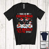 MacnyStore - This Is My Christmas Ice Hockey Playing Shirt; Adorable X mas Santa Reindeer Sport Team Player T-Shirt