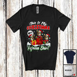 MacnyStore - This Is My Christmas Pajama Shirt; Adorable Three Chihuahua In Santa Bag; Snowing Around Family T-Shirt