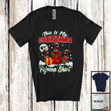 MacnyStore - This Is My Christmas Pajama Shirt; Adorable Three Dachshund In Santa Bag; Snowing Around Family T-Shirt