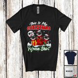 MacnyStore - This Is My Christmas Pajama Shirt; Adorable Three Pug In Santa Bag; Snowing Around Family T-Shirt