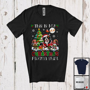 MacnyStore - This Is My Christmas Pajama Shirt, Adorable X-mas Santa Bernese Mountain Plaid, Gnome Snowing T-Shirt