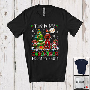 MacnyStore - This Is My Christmas Pajama Shirt, Adorable X-mas Santa Irish Setter Plaid, Gnome Snowing T-Shirt