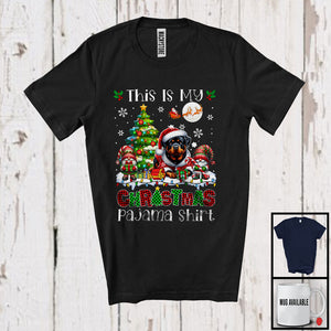 MacnyStore - This Is My Christmas Pajama Shirt, Adorable X-mas Santa Rottweiler Plaid, Gnome Snowing T-Shirt