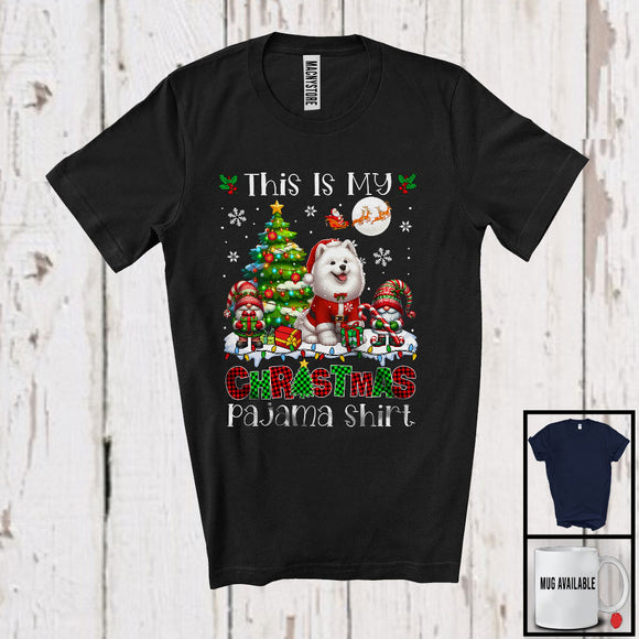 MacnyStore - This Is My Christmas Pajama Shirt, Adorable X-mas Santa Samoyed Plaid, Gnome Snowing T-Shirt