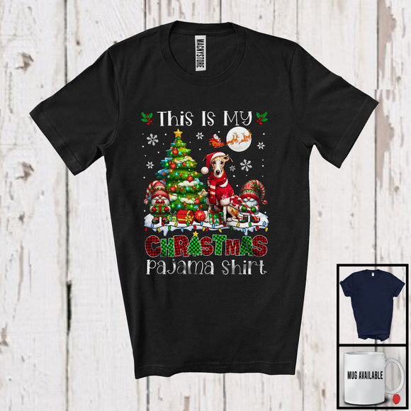 MacnyStore - This Is My Christmas Pajama Shirt, Adorable X-mas Santa Whippet Plaid, Gnome Snowing T-Shirt