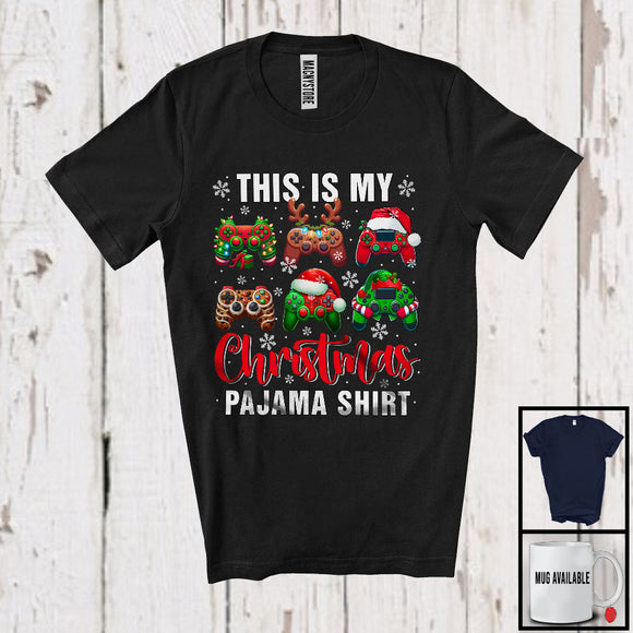 MacnyStore - This Is My Christmas Pajama Shirt; Amazing Santa Elf Game Controllers Collection; Gamer Gaming T-Shirt