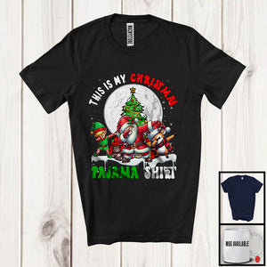 MacnyStore - This Is My Christmas Pajama Shirt; Amazing X-mas Moon Tree; Santa Snowman Reindeer Dabbing T-Shirt