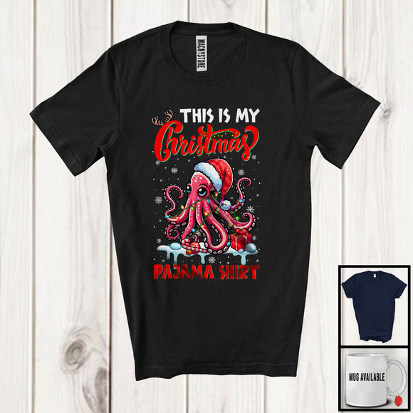 MacnyStore - This Is My Christmas Pajama Shirt; Amazing X-mas Santa Octopus Animal Lover; Family Group T-Shirt