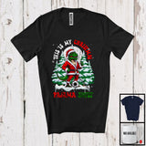 MacnyStore - This Is My Christmas Pajama Shirt; Amazing X-mas Santa T-Rex Playing Soccer; Sports Player Team T-Shirt