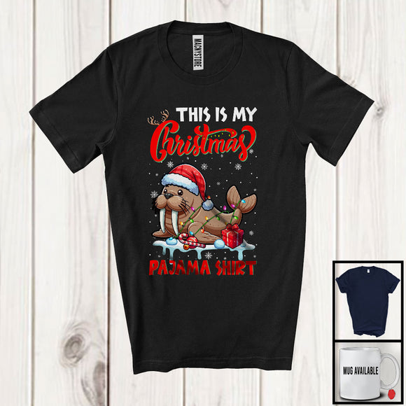 MacnyStore - This Is My Christmas Pajama Shirt; Amazing X-mas Santa Walrus Animal Lover; Family Group T-Shirt