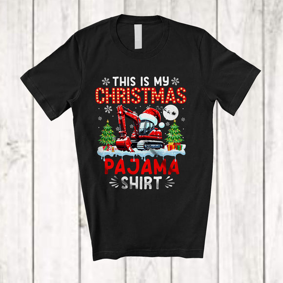 MacnyStore - This Is My Christmas Pajama Shirt; Amusing X-mas Santa Excavator Driver Lover; Family T-Shirt