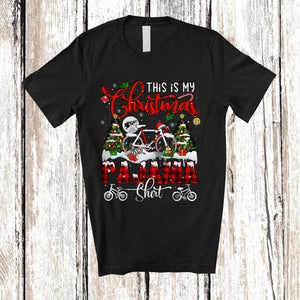 MacnyStore - This Is My Christmas Pajama Shirt; Amusing X-mas Snow Santa Bicycle Lover; Family T-Shirt