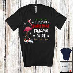 MacnyStore - This Is My Christmas Pajama Shirt; Fantastic Christmas Santa Flamingo Snow Lover; Family Group T-Shirt