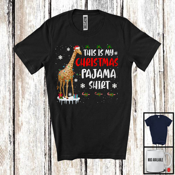 MacnyStore - This Is My Christmas Pajama Shirt; Fantastic Christmas Santa Giraffe Snow Lover; Family Group T-Shirt