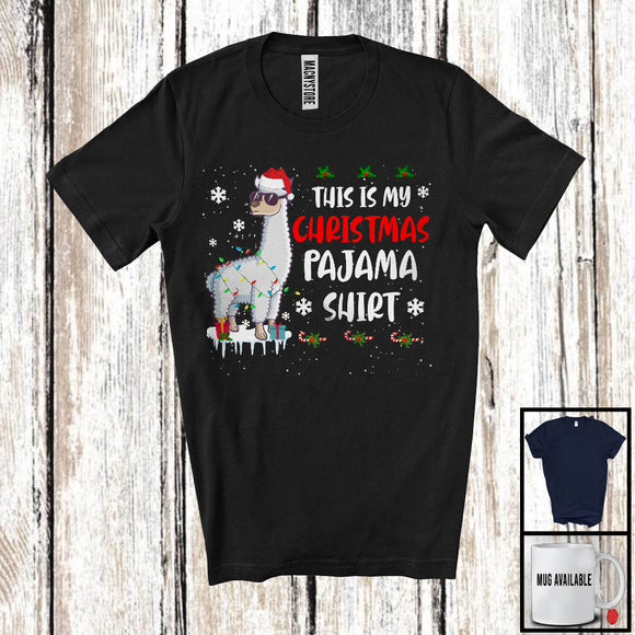 MacnyStore - This Is My Christmas Pajama Shirt; Fantastic Christmas Santa Llama Snow Lover; Family Group T-Shirt