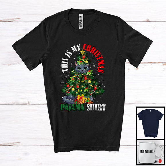 MacnyStore - This Is My Christmas Pajama Shirt; Fantastic X-mas Tree Cosplay Chartreux Cat Owner; Family T-Shirt