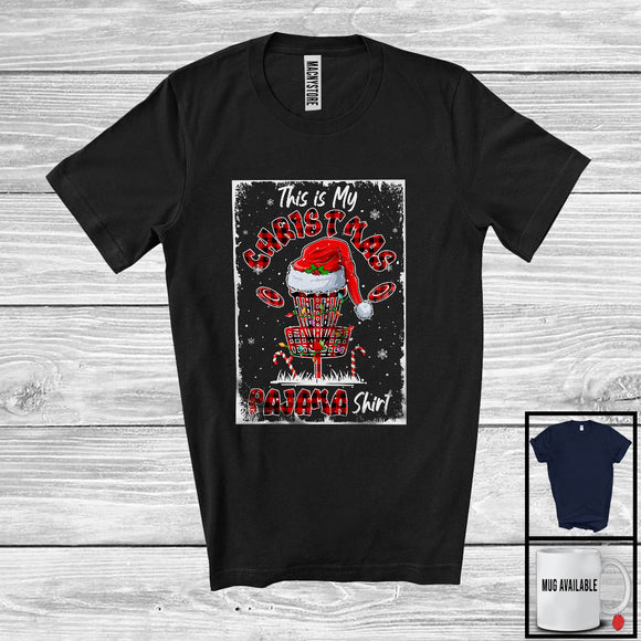 MacnyStore - This Is My Christmas Pajama Shirt; Joyful Christmas Red Plaid Santa Disc Golf Player; Sport Team T-Shirt