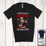 MacnyStore - This Is My Christmas Pajama Shirt; Joyful Santa Playing Rock Guitar; Guitarist Musical Instrument T-Shirt