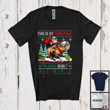 MacnyStore - This Is My Christmas Pajama Shirt; Joyful Santa Riding Capybara; X-mas Tree Sweater Animal T-Shirt